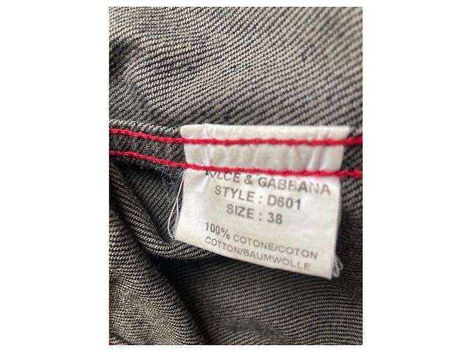 Giacca di jeans Dolce & Gabbana in cotone nero rosso blu navy azzurro Blu chiaro - vista 7