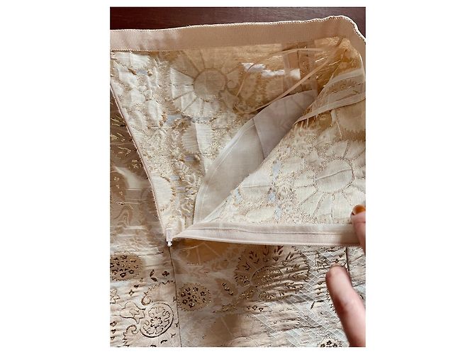 Mini saia Chloé em brocado de seda dourado e bege rosado - vista 4