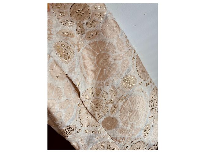 Mini saia Chloé em brocado de seda dourado e bege rosado - vista 7