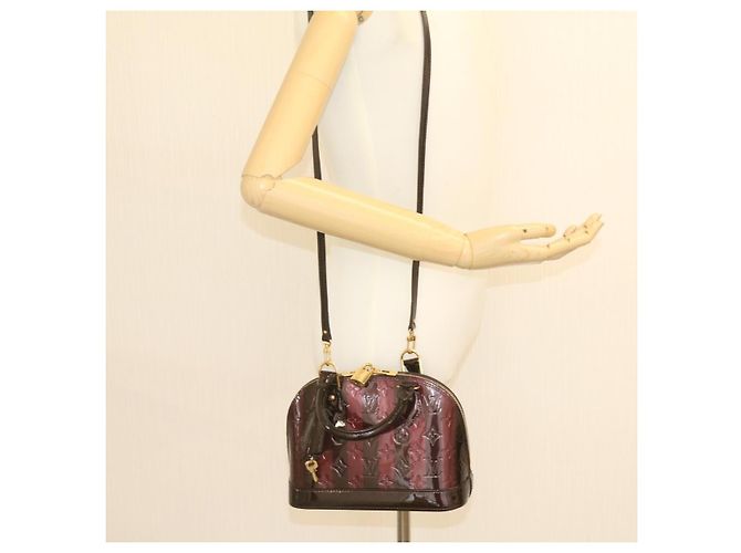 LOUIS VUITTON Monogram Vernis Rayure Alma BB Sac à main Amarante M91700 auth 23844 - vue 24