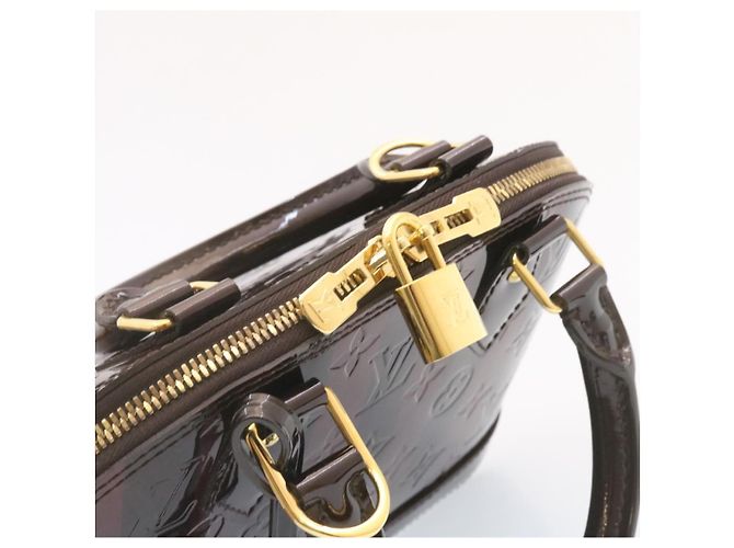 LOUIS VUITTON Monogram Vernis Rayure Alma BB Sac à main Amarante M91700 auth 23844 - vue 6