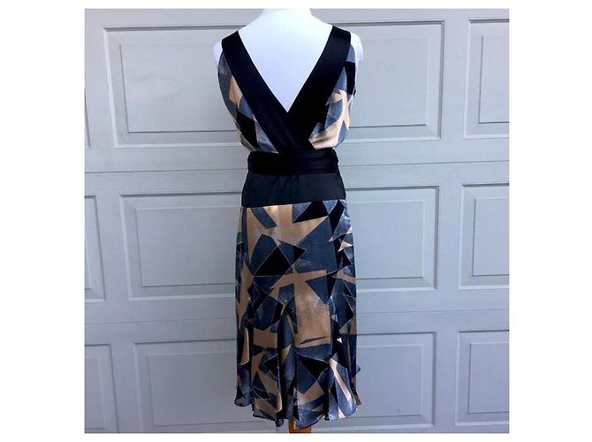 Diane Von Furstenberg DvF Rezina Wickelkleid aus Seidenmischung Schwarz Blau Golden Hellblau Dunkelblau - Ansicht 2