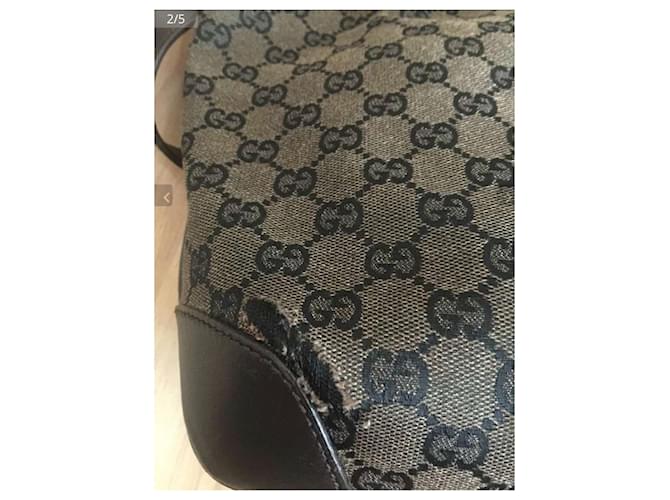 Borsa Gucci Marrone Scuro Cotone Pelle - vista 3