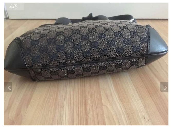 Borsa Gucci Marrone Scuro Cotone Pelle - vista 4