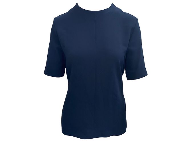 Day Balenciaga Bluse mit hinterem Knoten aus marineblauem Polyester - Ansicht 4