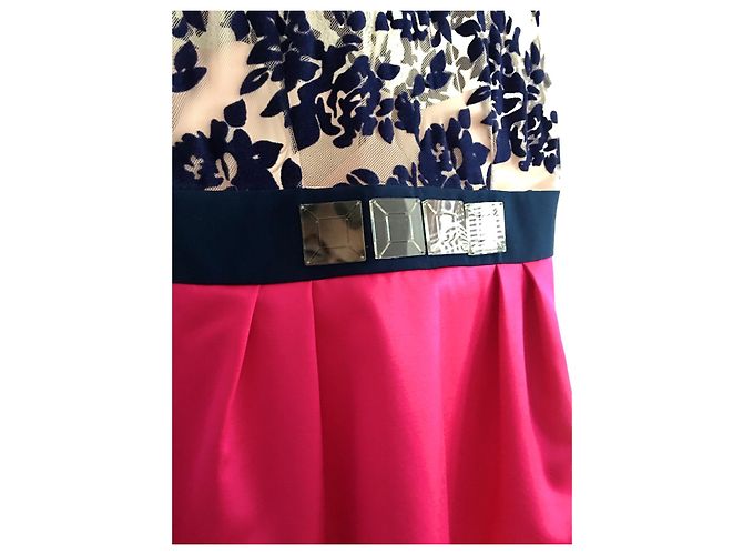 Abito Mary Katrantzou in seta e lana Rosa Blu Navy - vista 15