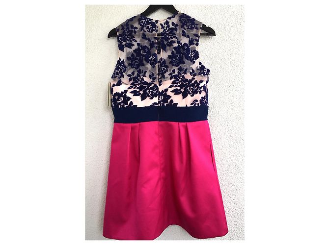 Abito Mary Katrantzou in seta e lana Rosa Blu Navy - vista 6