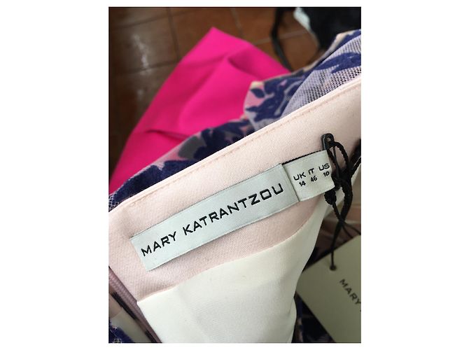 Abito Mary Katrantzou in seta e lana Rosa Blu Navy - vista 7