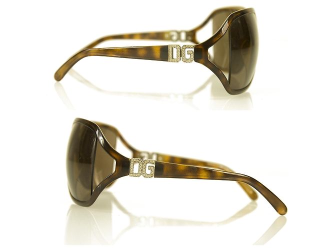 Dolce & Gabbana D&G Gafas de sol extragrandes en marrón tortuga w. Cristales en caja Castaño - vista 6
