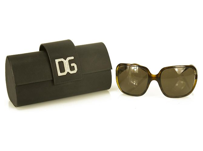 Dolce & Gabbana D&G Gafas de sol extragrandes en marrón tortuga w. Cristales en caja Castaño - vista 8