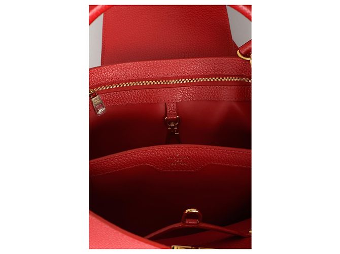 Louis Vuitton Capucines MM Borsa a mano rossa in pelle Taurillon Rosso - vista 6