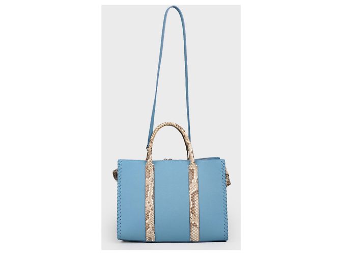 Louis Vuitton Bleu Glacier Cuir Plume Leder und Python Very Tote Bag Blau - Ansicht 2