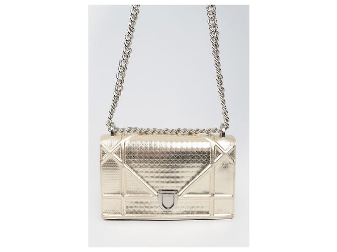 Bolsa de aba média Christian Dior Diorama Dourado - vista 4