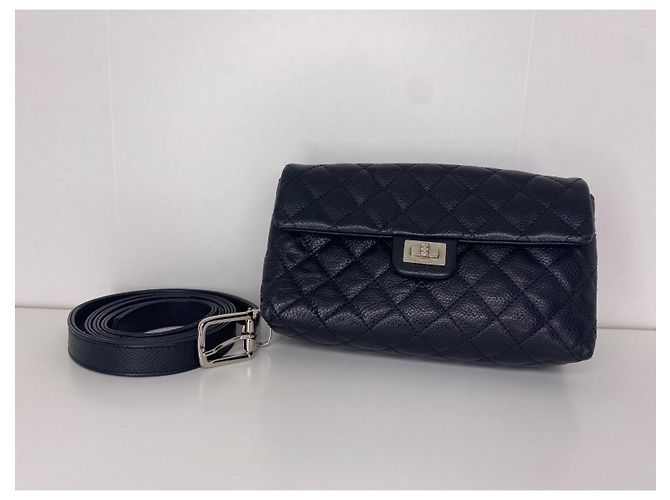 Cintura borsa Chanel 2.55 , pelle nera grana Nero - vista 11