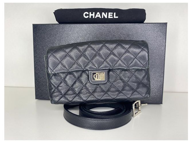 Cintura borsa Chanel 2.55 , pelle nera grana Nero - vista 14