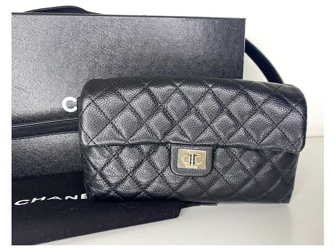 Cintura borsa Chanel 2.55 , pelle nera grana Nero - vista 6