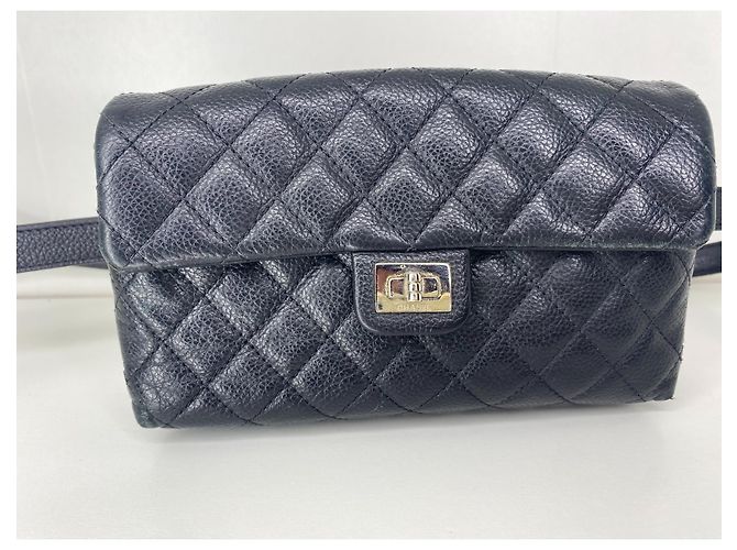 Cintura borsa Chanel 2.55 , pelle nera grana Nero - vista 7
