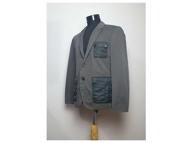 Hugo Boss Blazer Jacke Grau Khaki Baumwolle - Ansicht 2