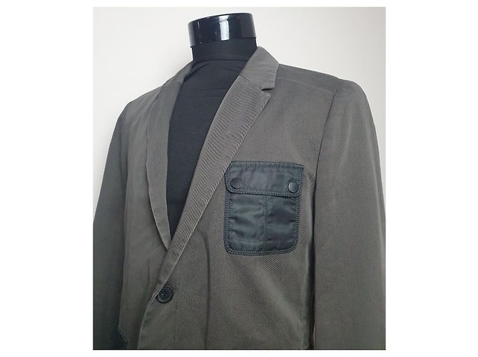 Hugo Boss Blazer Jacke Grau Khaki Baumwolle - Ansicht 3