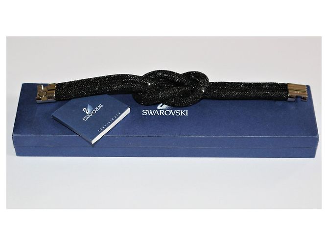 Bracciale Swarovski Stardust Knot Nero in Nylon - vista 2
