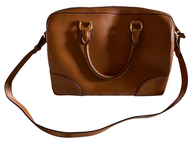 Borsa Ralph Lauren in pelle color caramello - vista 2