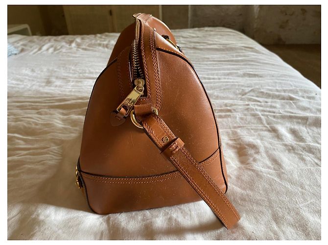 Borsa Ralph Lauren in pelle color caramello - vista 3
