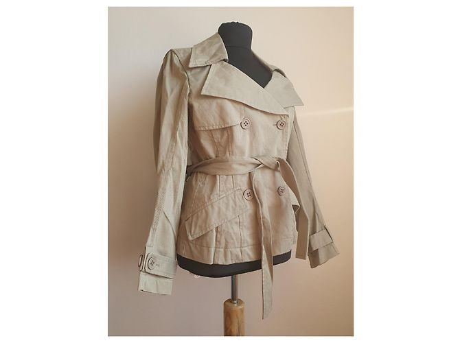Autre Marque Kurzer Trenchcoat Grün Baumwolle - Ansicht 2