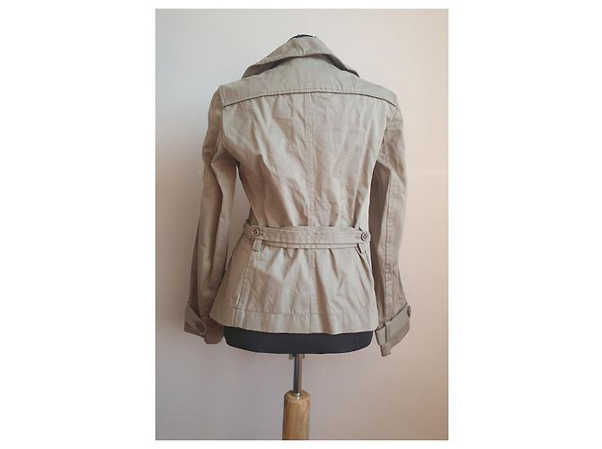Autre Marque Kurzer Trenchcoat Grün Baumwolle - Ansicht 3