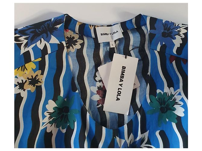 Bimba & Lola Baumwollkleid Blau Mehrfarbig Größe L Mehrfarben - Ansicht 4