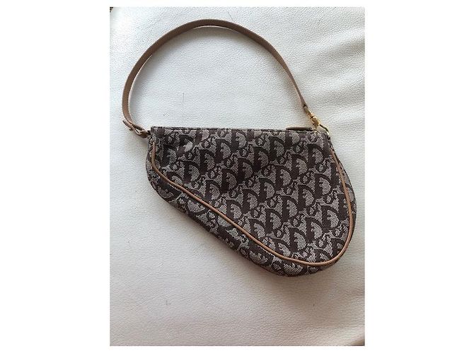 Christian Dior Mini Saddle Borsa Marrone Cotone - vista 2