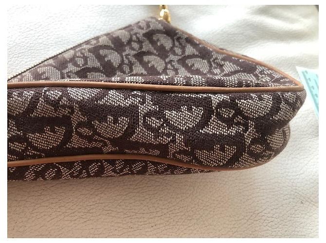 Christian Dior Mini Saddle Borsa Marrone Cotone - vista 6