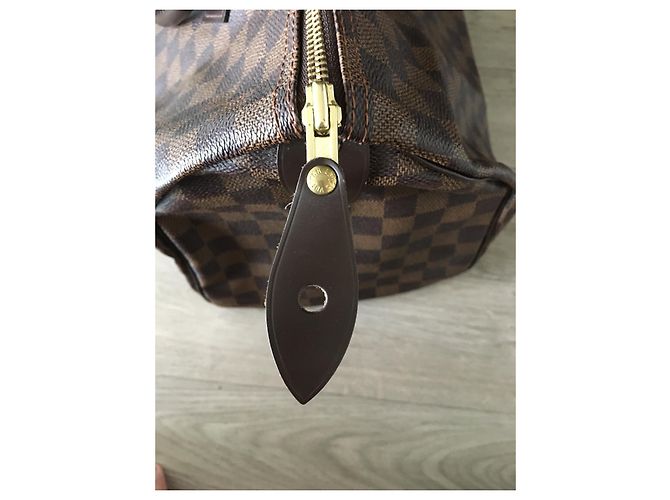 Borsa a mano Louis Vuitton Speedy 35 Damier Ebene in Pelle - vista 10