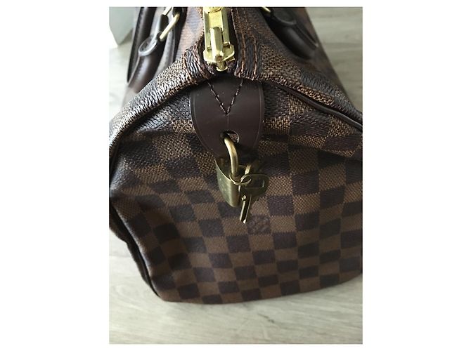 Borsa a mano Louis Vuitton Speedy 35 Damier Ebene in Pelle - vista 12