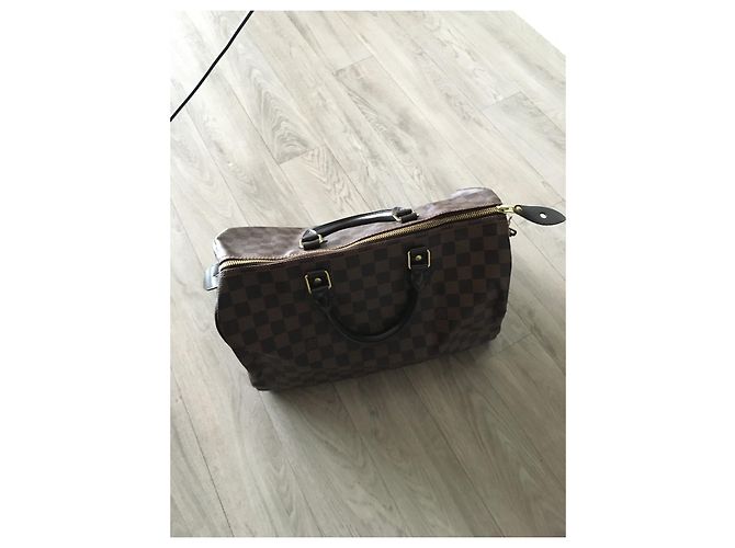 Borsa a mano Louis Vuitton Speedy 35 Damier Ebene in Pelle - vista 4