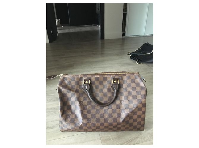 Borsa a mano Louis Vuitton Speedy 35 Damier Ebene in Pelle - vista 5
