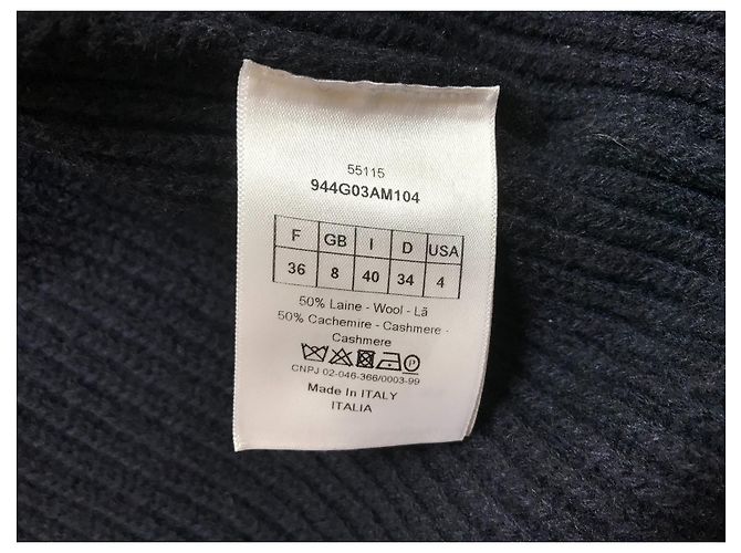 Giacca Dior in cashmere e lana Eggshell Navy Blue Bianco sporco Blu navy - vista 4