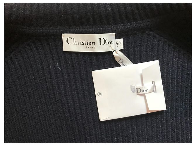 Giacca Dior in cashmere e lana Eggshell Navy Blue Bianco sporco Blu navy - vista 5