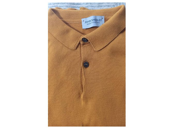 Polo John Smedley in cotone giallo senape - vista 3