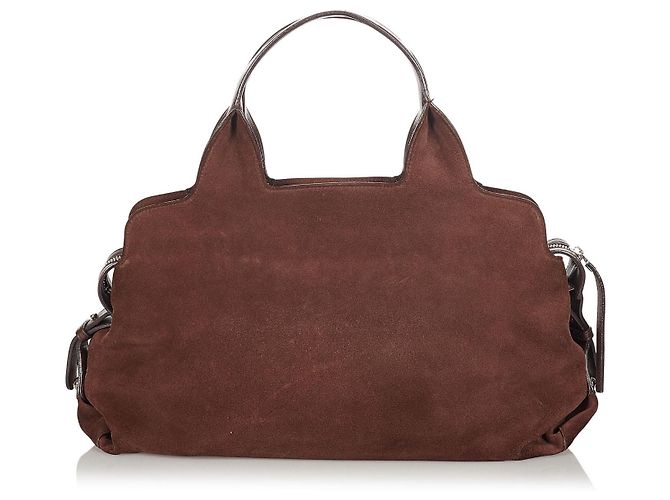 Salvatore Ferragamo Ferragamo Gancini Borsa a Mano Scamosciata Marrone - vista 3