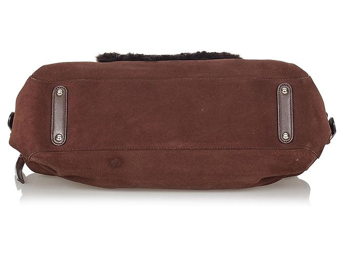 Salvatore Ferragamo Ferragamo Gancini Borsa a Mano Scamosciata Marrone - vista 4