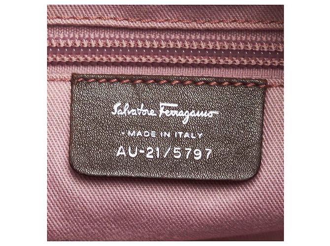 Salvatore Ferragamo Ferragamo Gancini Borsa a Mano Scamosciata Marrone - vista 6