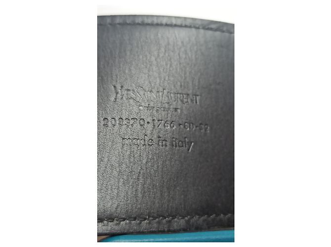 Cintura larga Yves Saint Laurent in vernice nera e blu ottanio Nero - vista 10