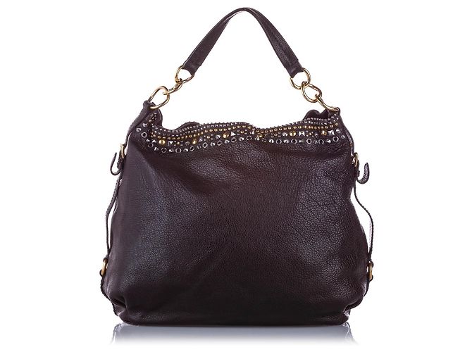 Miu Miu Borsa tote in pelle decorata Spalla Nero - vista 2