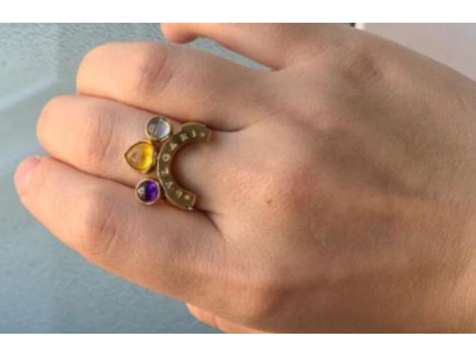 Anello Bulgari Allegra in oro giallo con ametista peridoto e topazio Gold hardware - vista 2