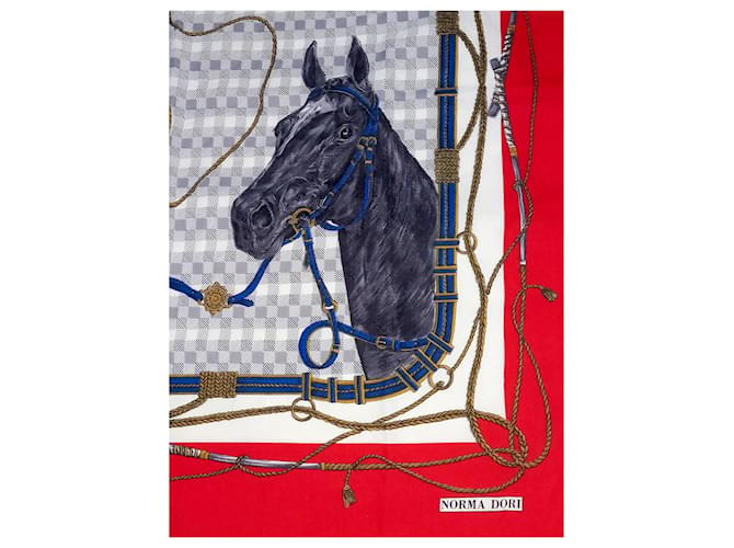 Autre Marque Norma Dori Pferdeschal Schwarz Weiß Rot Blau Grau Anthrazitgrau Bronze - Ansicht 2
