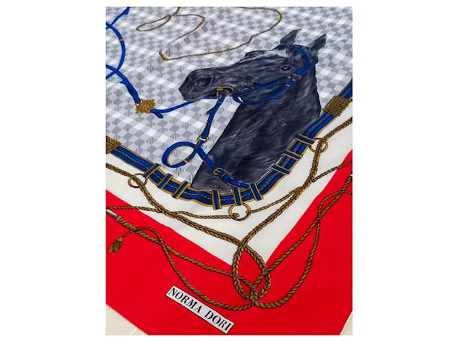 Autre Marque Norma Dori Pferdeschal Schwarz Weiß Rot Blau Grau Anthrazitgrau Bronze - Ansicht 4