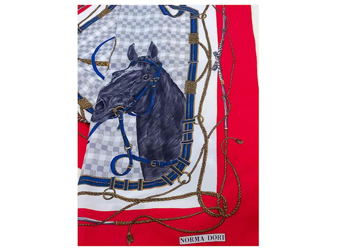 Autre Marque Norma Dori Pferdeschal Schwarz Weiß Rot Blau Grau Anthrazitgrau Bronze - Ansicht 6