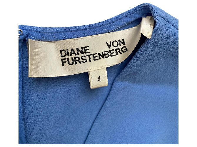 Diane Von Furstenberg Addison Abito a balze blu e bianco - vista 3