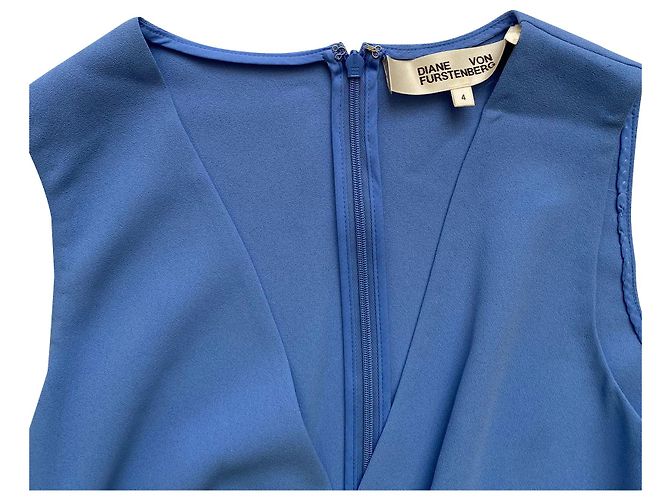 Diane Von Furstenberg Addison Abito a balze blu e bianco - vista 5