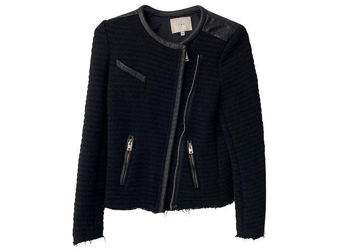 Iro Fleece-Woll-Abendjacke aus schwarzer Wolle - Ansicht 5